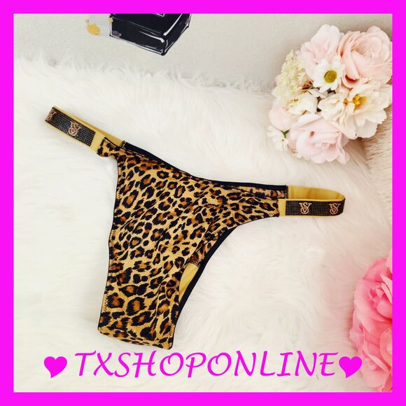 💗👙Victoria's Secret Animal Print VS Bling Logo Thong Panty 👙💗 - Picture 2 of 5
